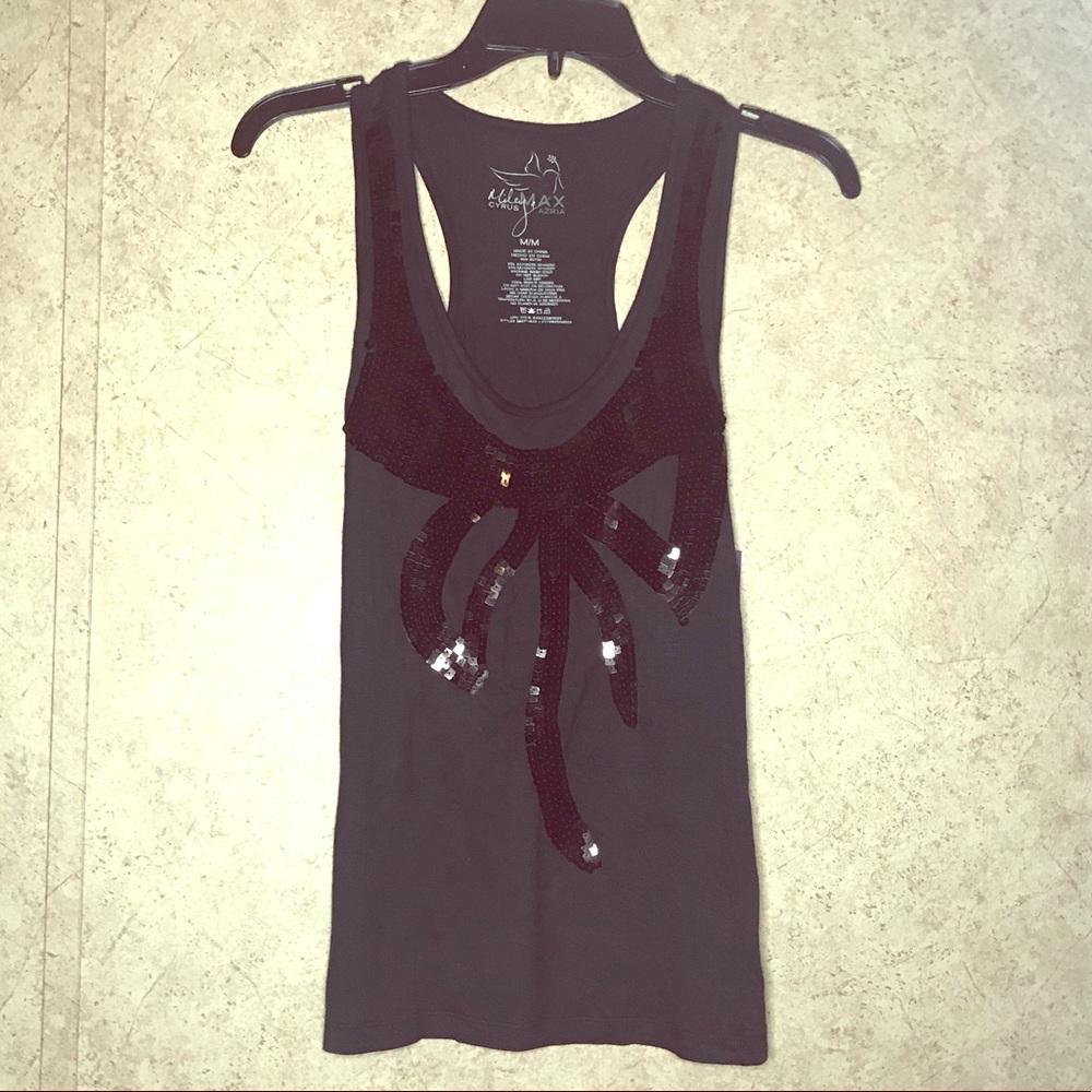 Miley Cyrus & Max Azria Black Sequined Tops Medium